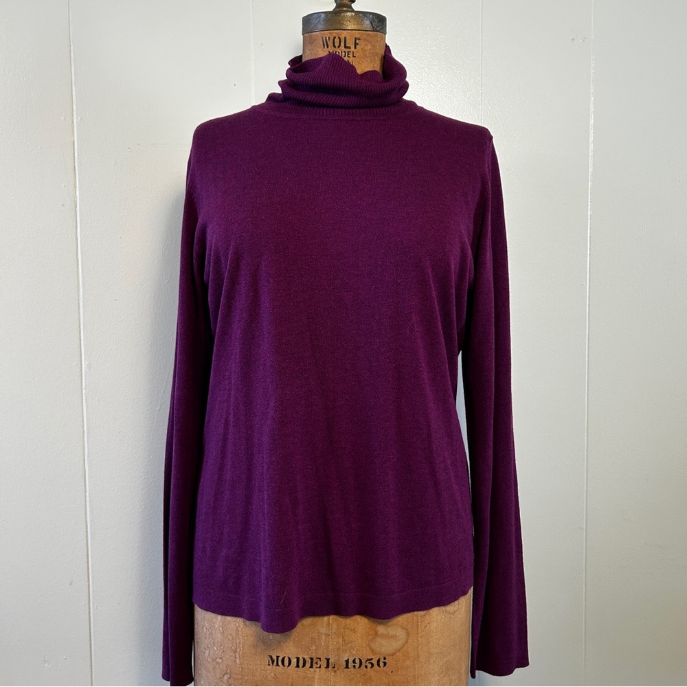 KINROSS CASHMERE -- SILK x CASHMERE FINE GAUGE FUNNEL NECK SWEATER, XL (BIN C)